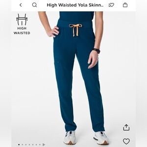 Figs Teal Shorts with Orange Accent